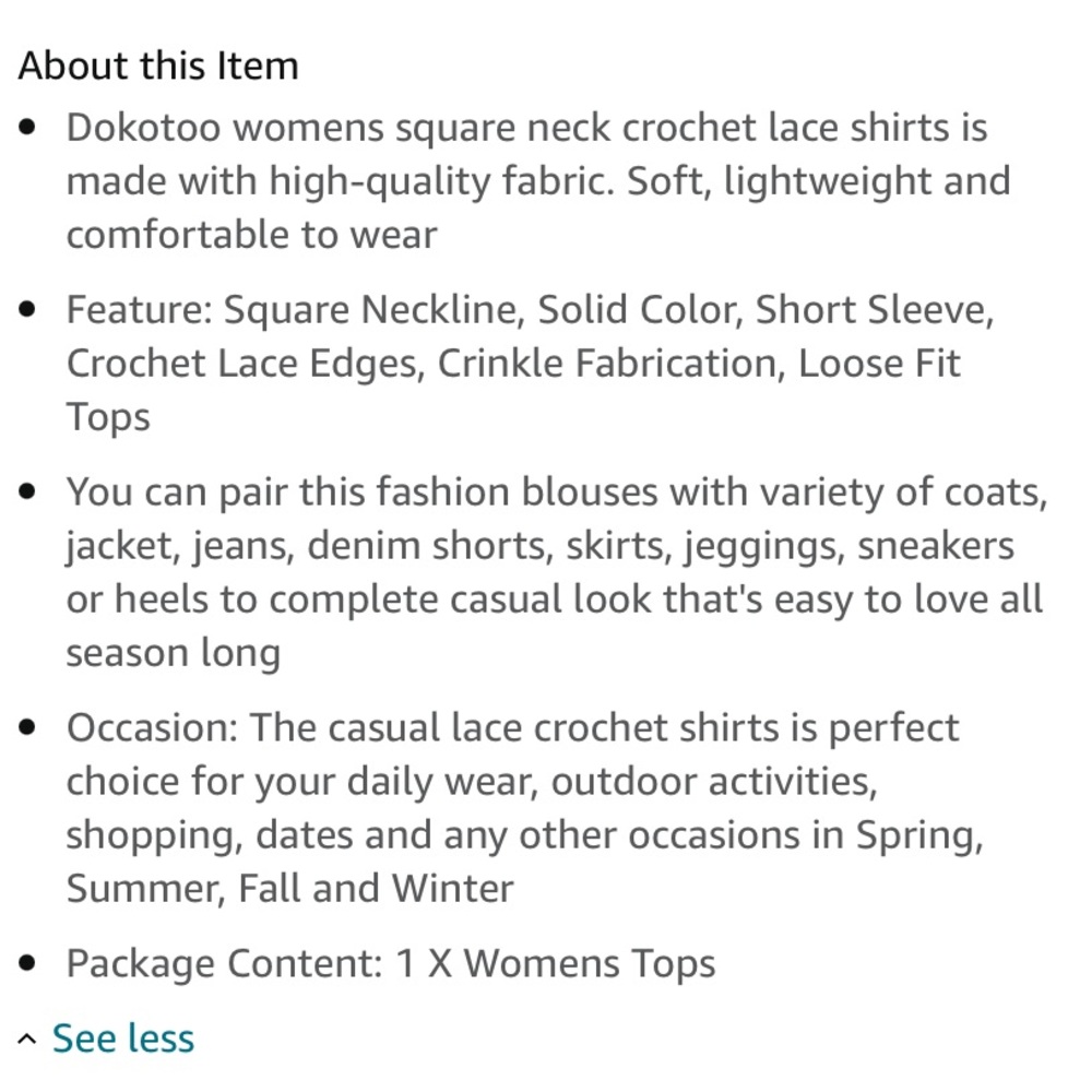 ✨WORN ONCE✨ Square Neck Lace Crochet Flowy Casual Boho Blouse - Picture 11 of 12